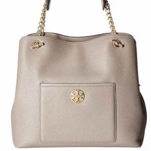 Tory Burch Chelsea Small Slouchy Tote-Gray Heron